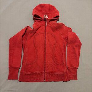 Lululemon Scuba Hoodie Size 10 Red Solid Full Zip Gym Workout Training